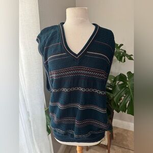 Vintage‎ Cambridge wool Striped V-Neck Knit Sweater Vest